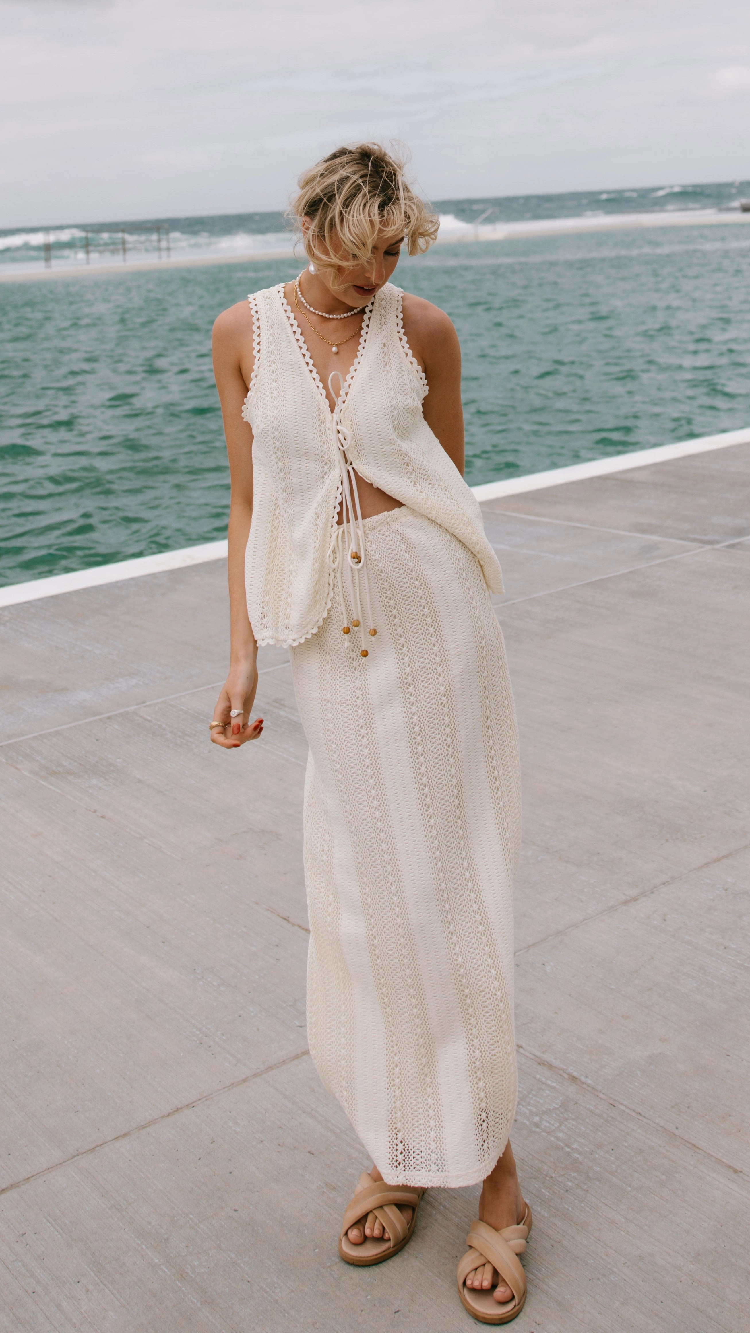 Valonia Tie Top - Beige