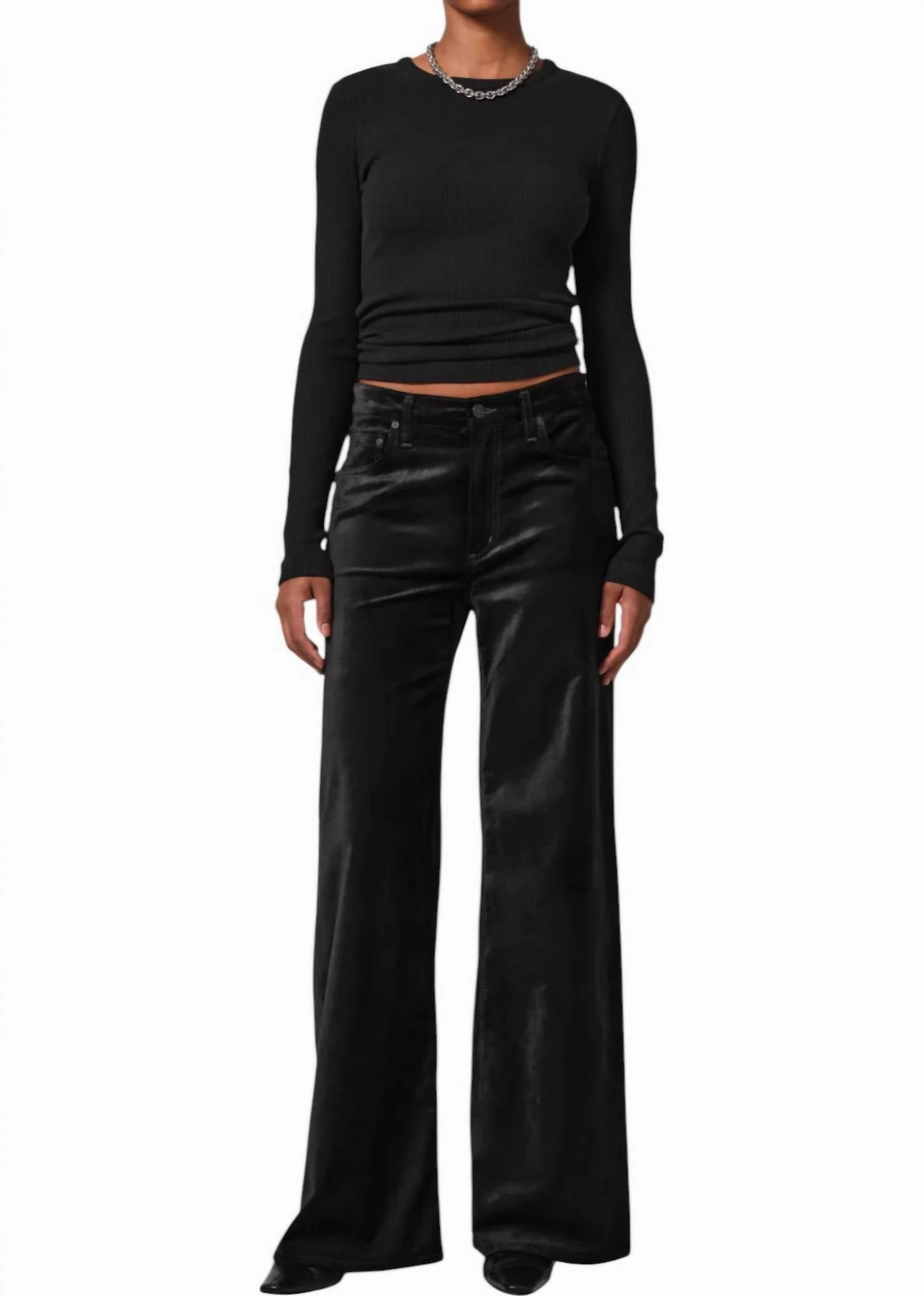 Velvet Mid Rise Baggy Loli Jeans In Black