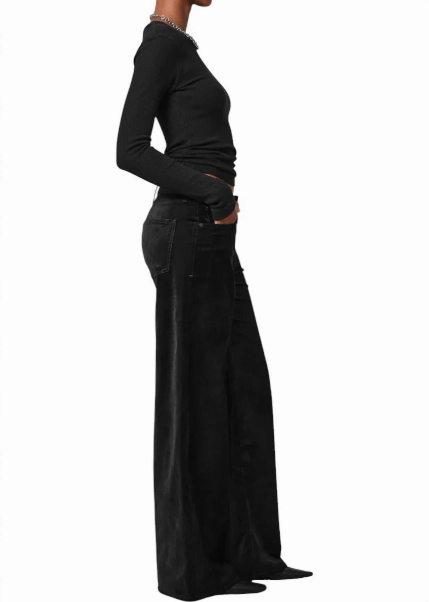Velvet Mid Rise Baggy Loli Jeans In Black