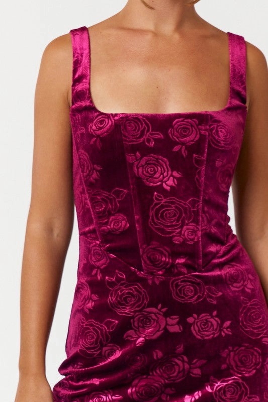 Velvet Rose Corset Mini Dress