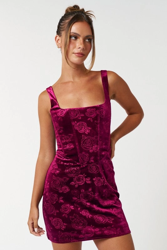 Velvet Rose Corset Mini Dress