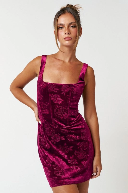 Velvet Rose Corset Mini Dress