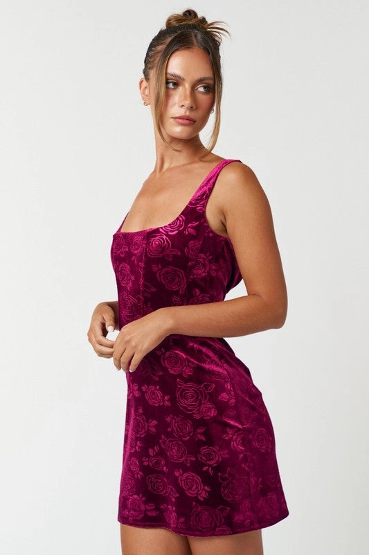 Velvet Rose Corset Mini Dress