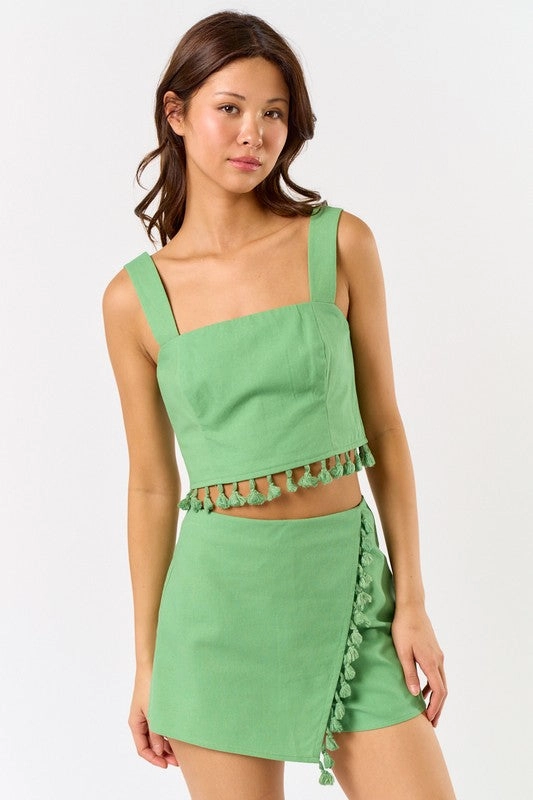 Verona Tassel Linen Wrap Skort