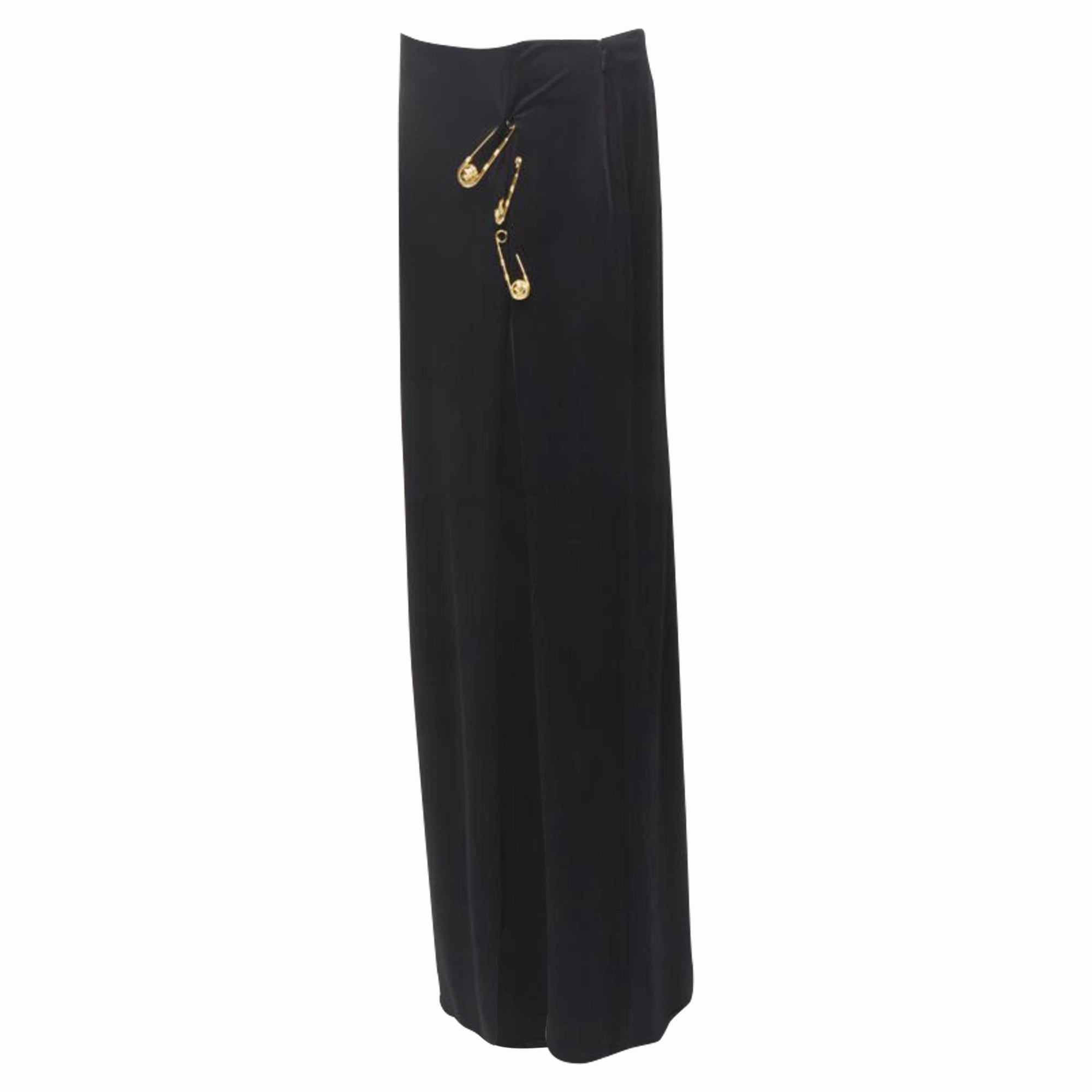 Versace Medusa safety pin viscose high slit skirt