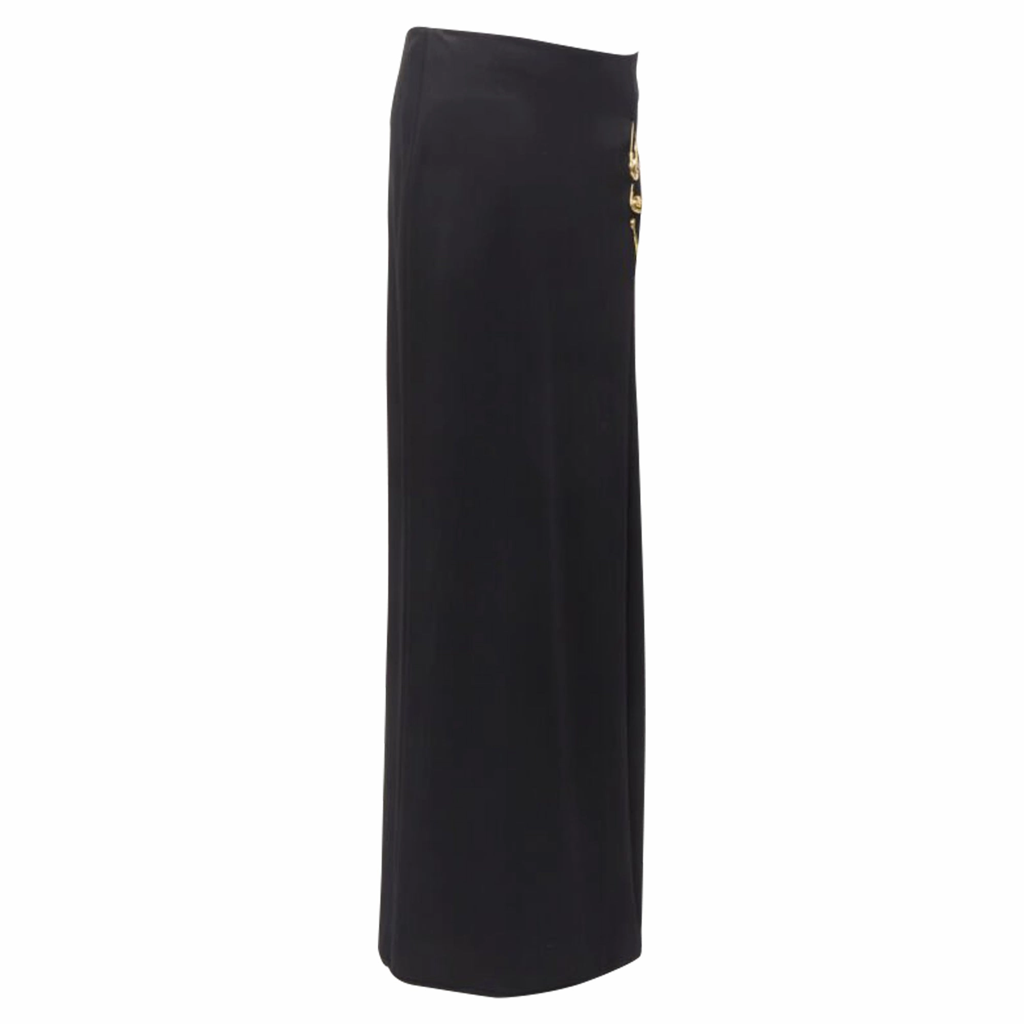 Versace Medusa safety pin viscose high slit skirt