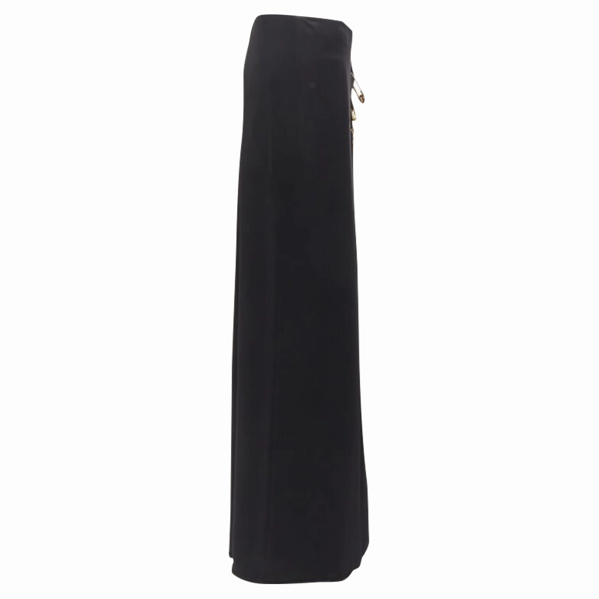 Versace Medusa safety pin viscose high slit skirt