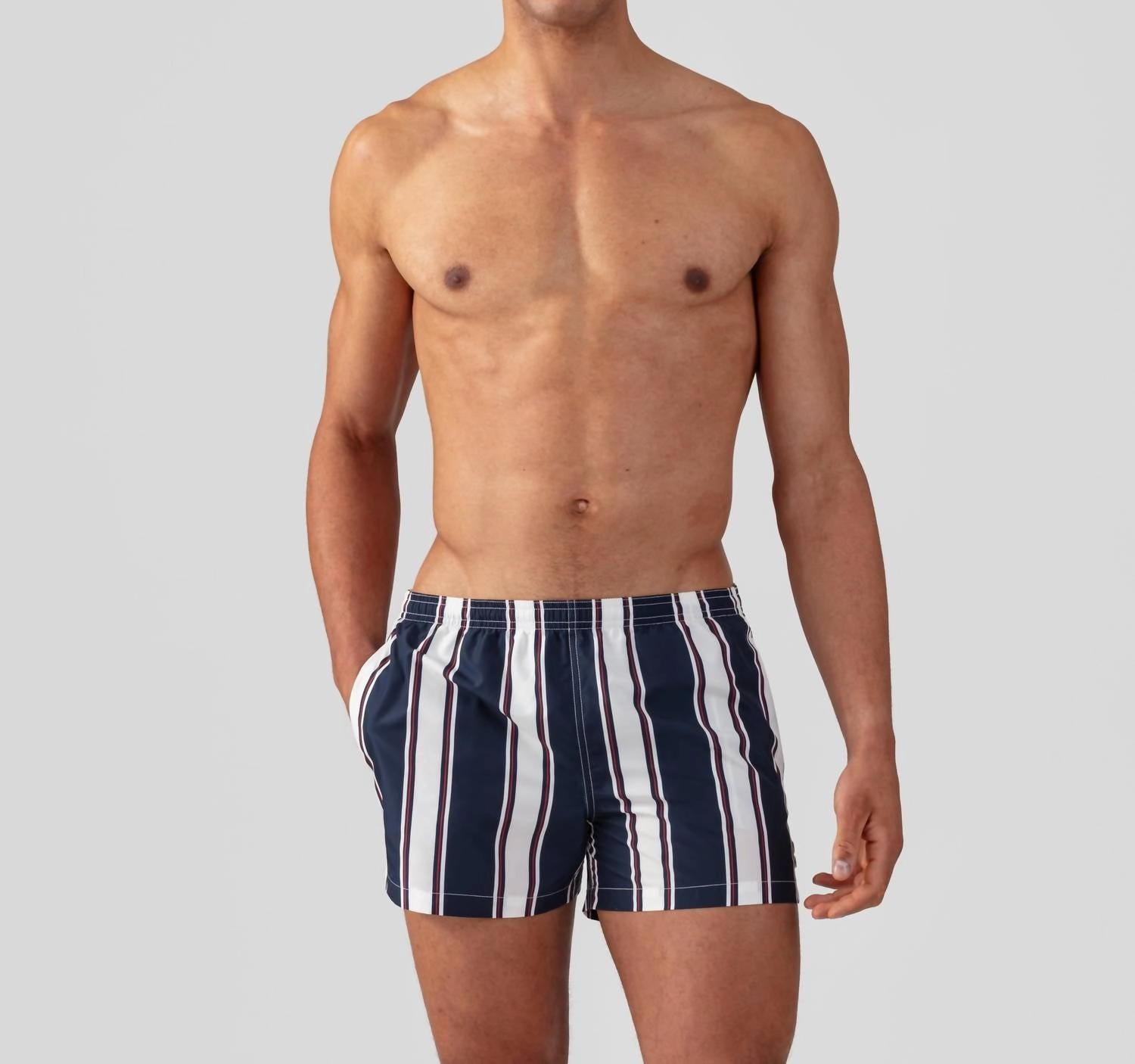 Vertical Swim Shorts In Navy/white/red
