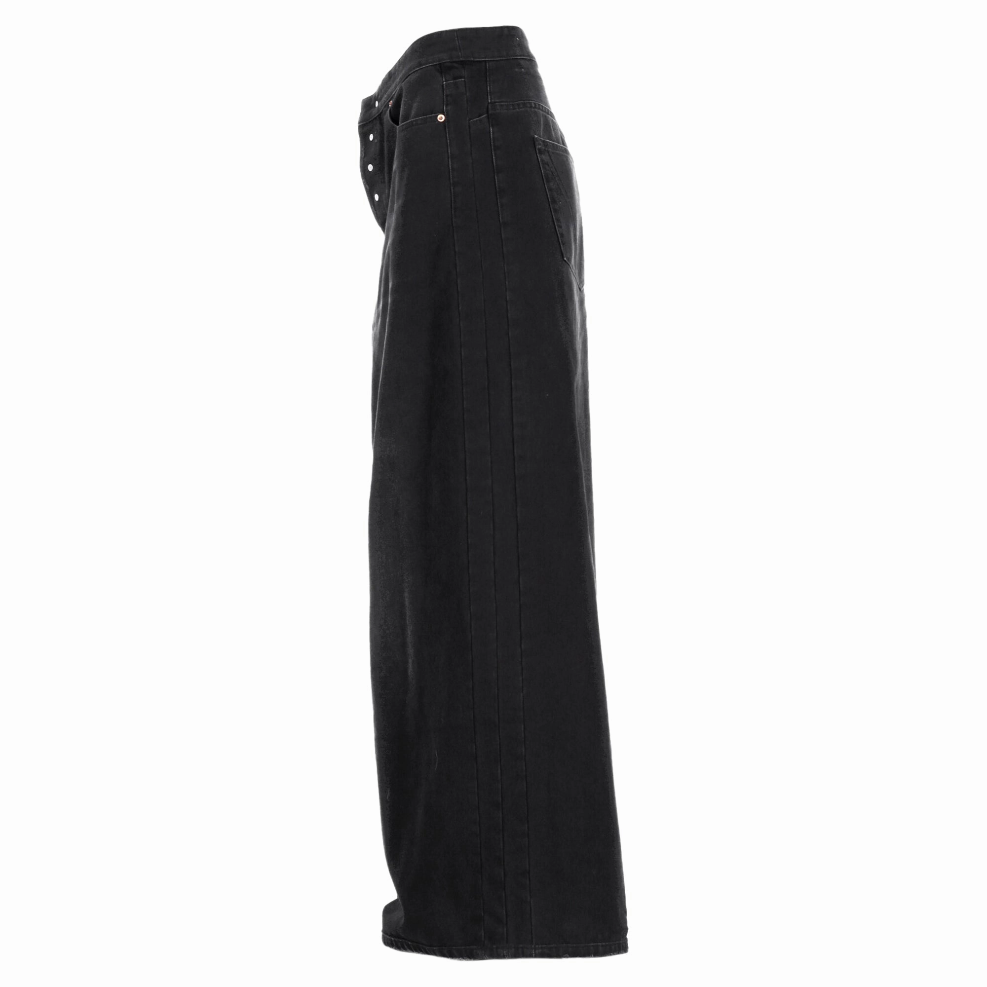Vetements Ultra Wide Leg Jeans in Black Cotton Denim