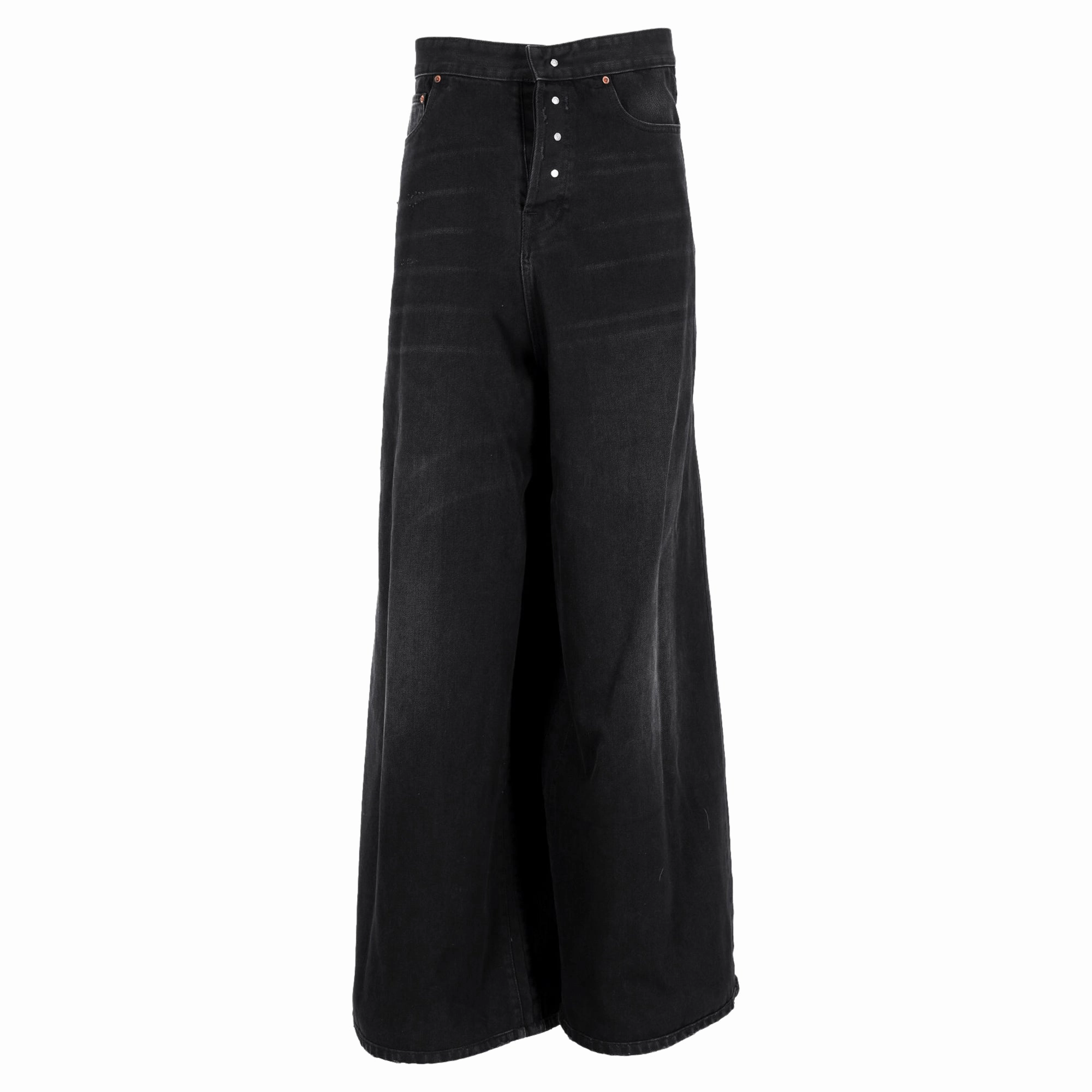 Vetements Ultra Wide Leg Jeans in Black Cotton Denim