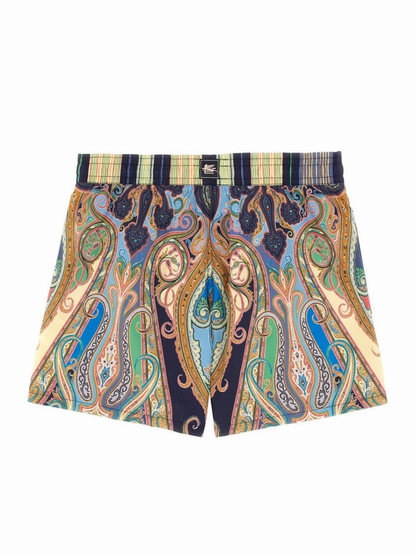 Vibrant Paisley Pattern Boxer Swimsuit