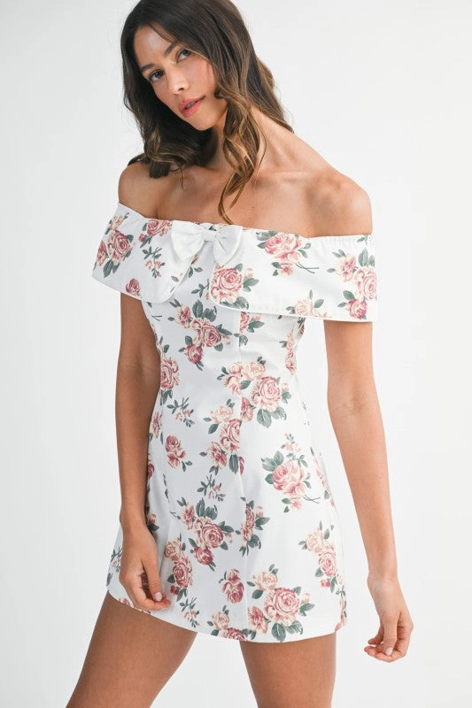 Villa Rosette Foldover Mini Dress