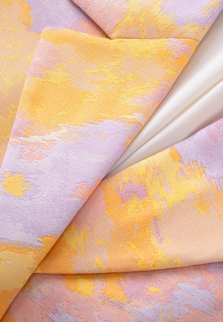 Watercolor Jacquard Notched-lapels Fitted Jacket