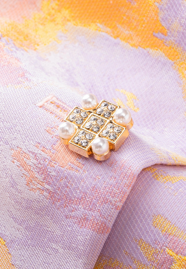 Watercolor Jacquard Notched-lapels Fitted Jacket