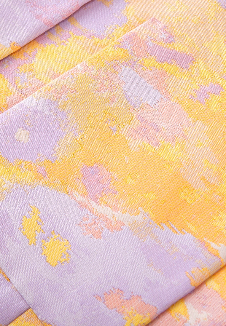 Watercolor Jacquard Notched-lapels Fitted Jacket