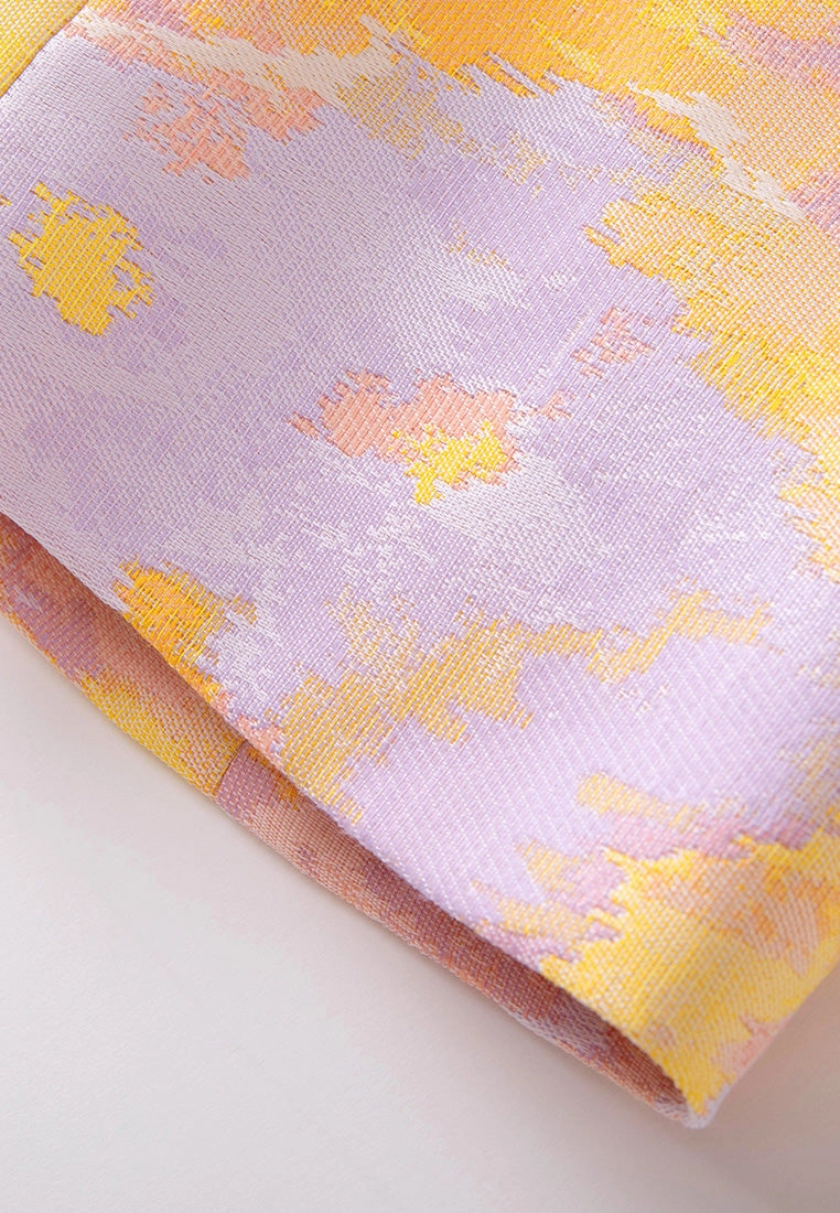 Watercolor Jacquard Notched-lapels Fitted Jacket