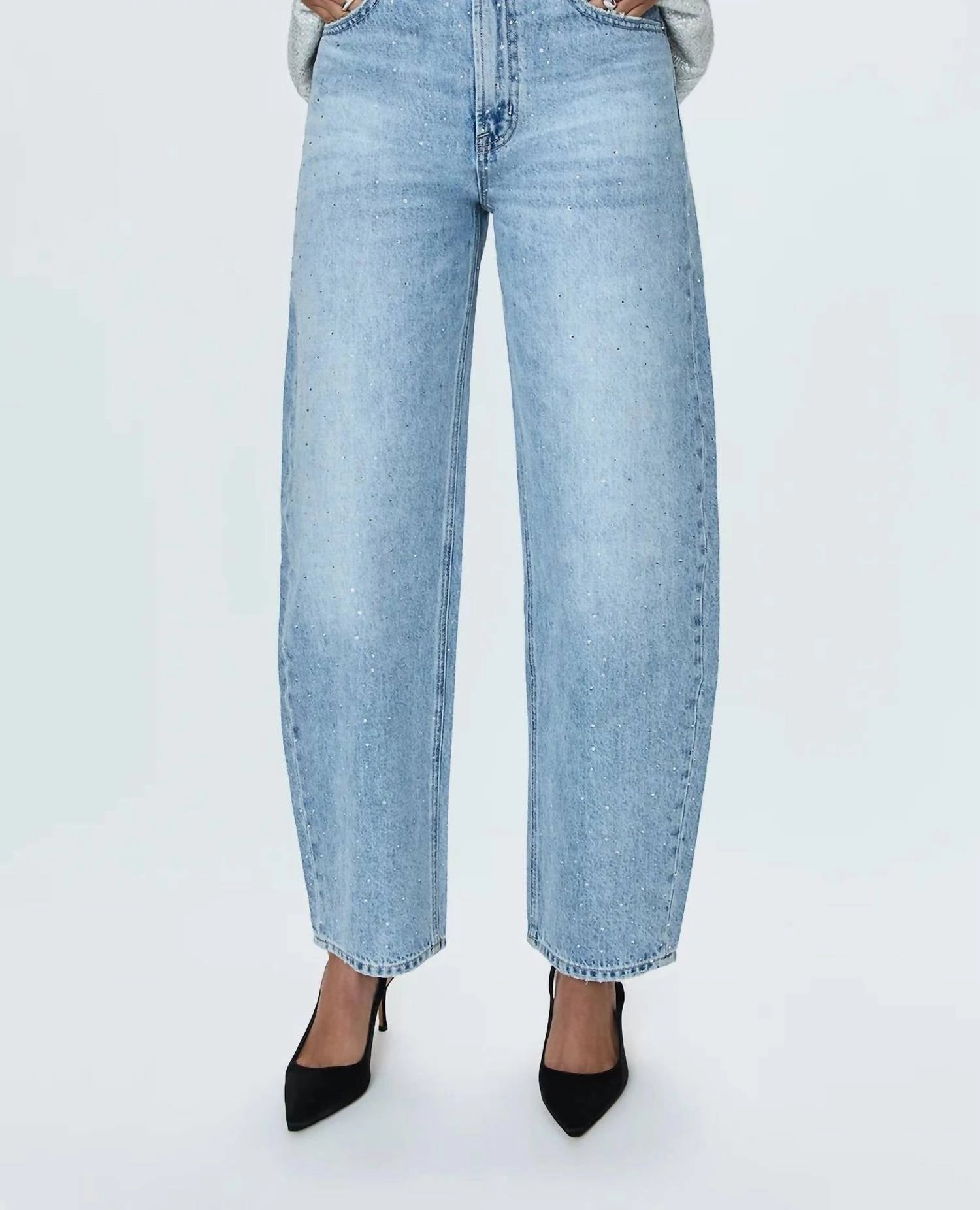 Wes High Rise Barrel Jeans In Glitz