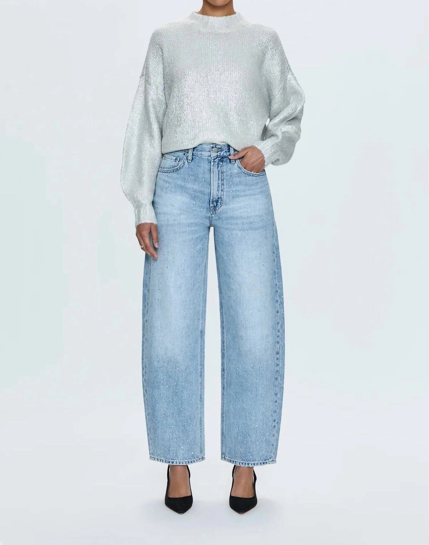 Wes High Rise Barrel Jeans In Glitz