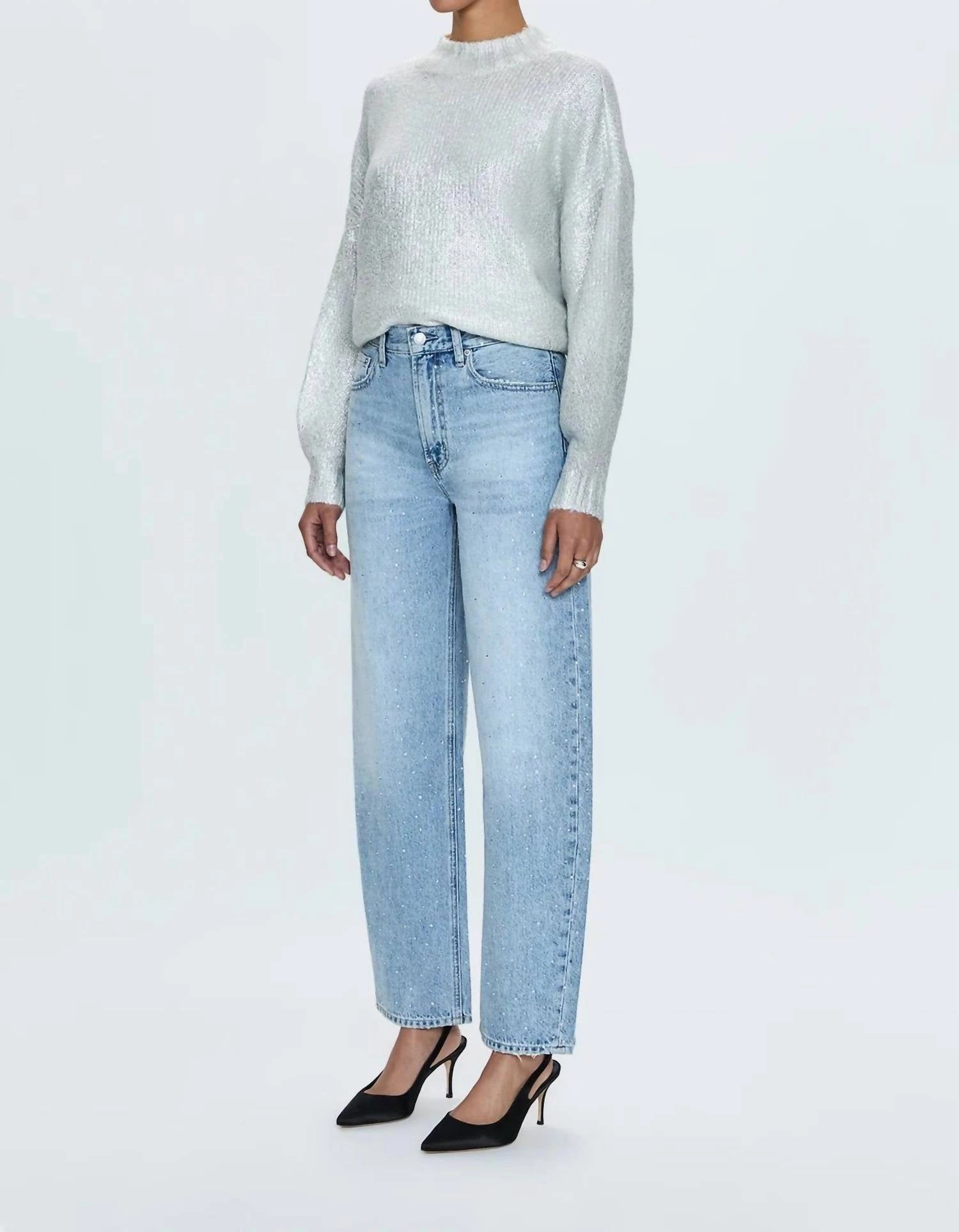 Wes High Rise Barrel Jeans In Glitz