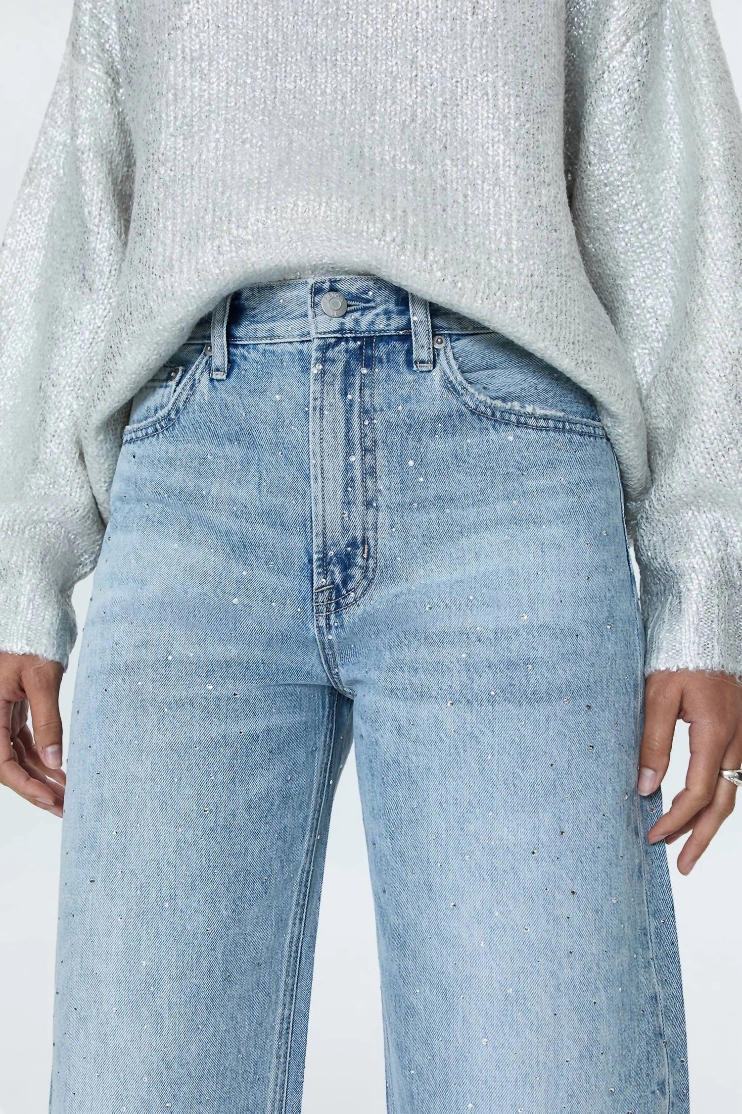 Wes High Rise Barrel Jeans In Glitz
