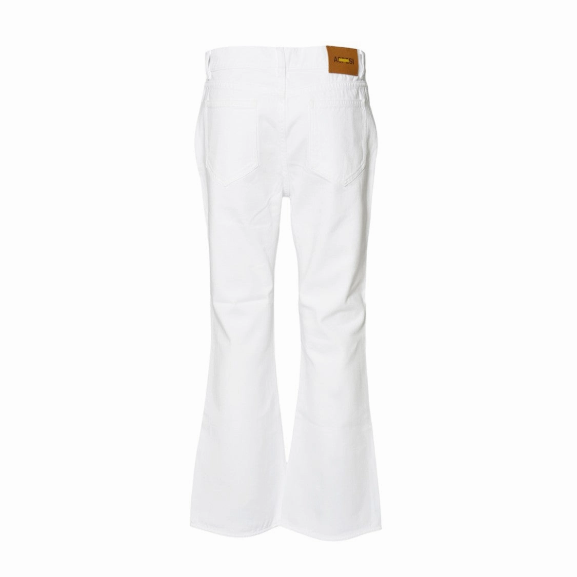 White Cotton Denim Straight Trousers