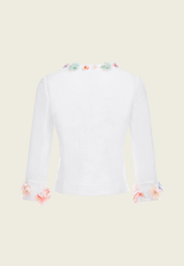 White Floral Sheer Jacket