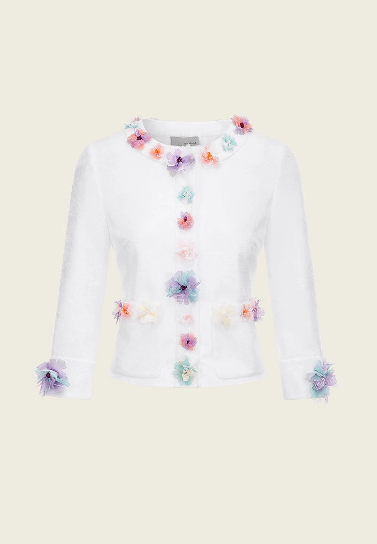 White Floral Sheer Jacket