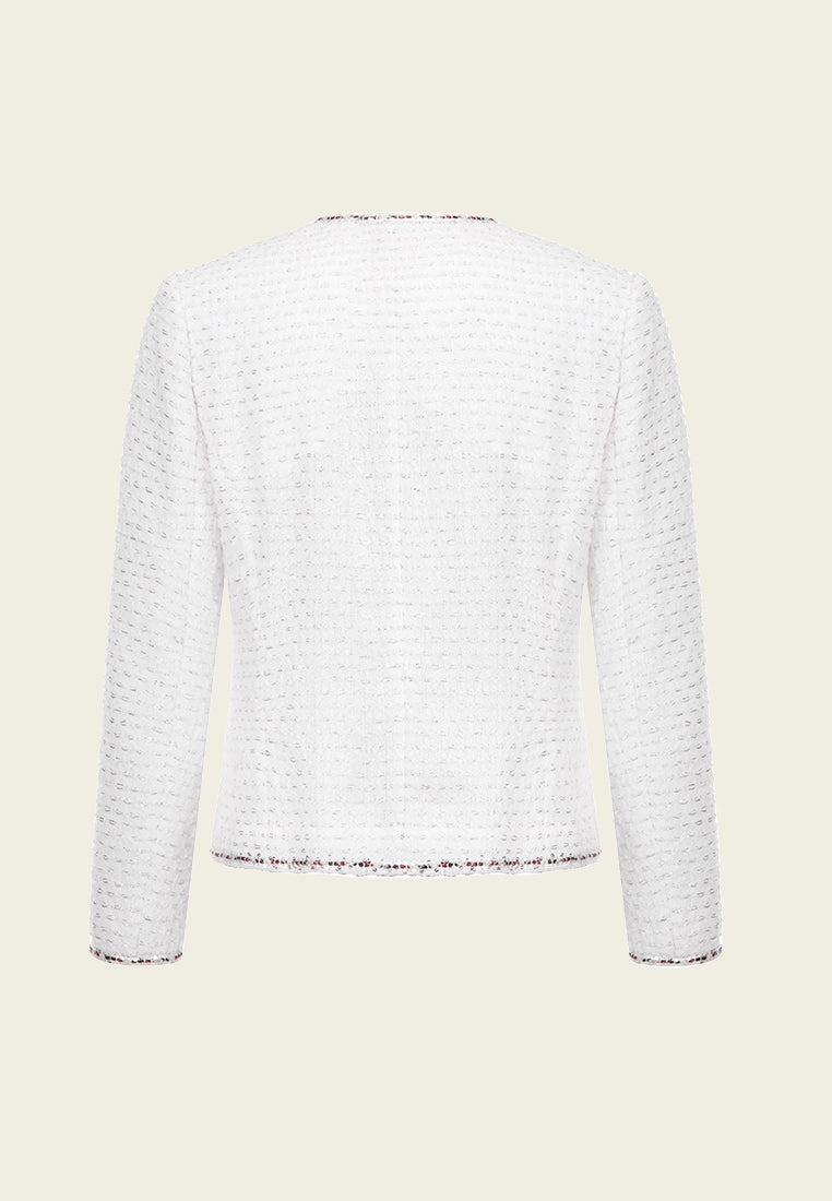 White Lurex Lightweight Tweed Jacket