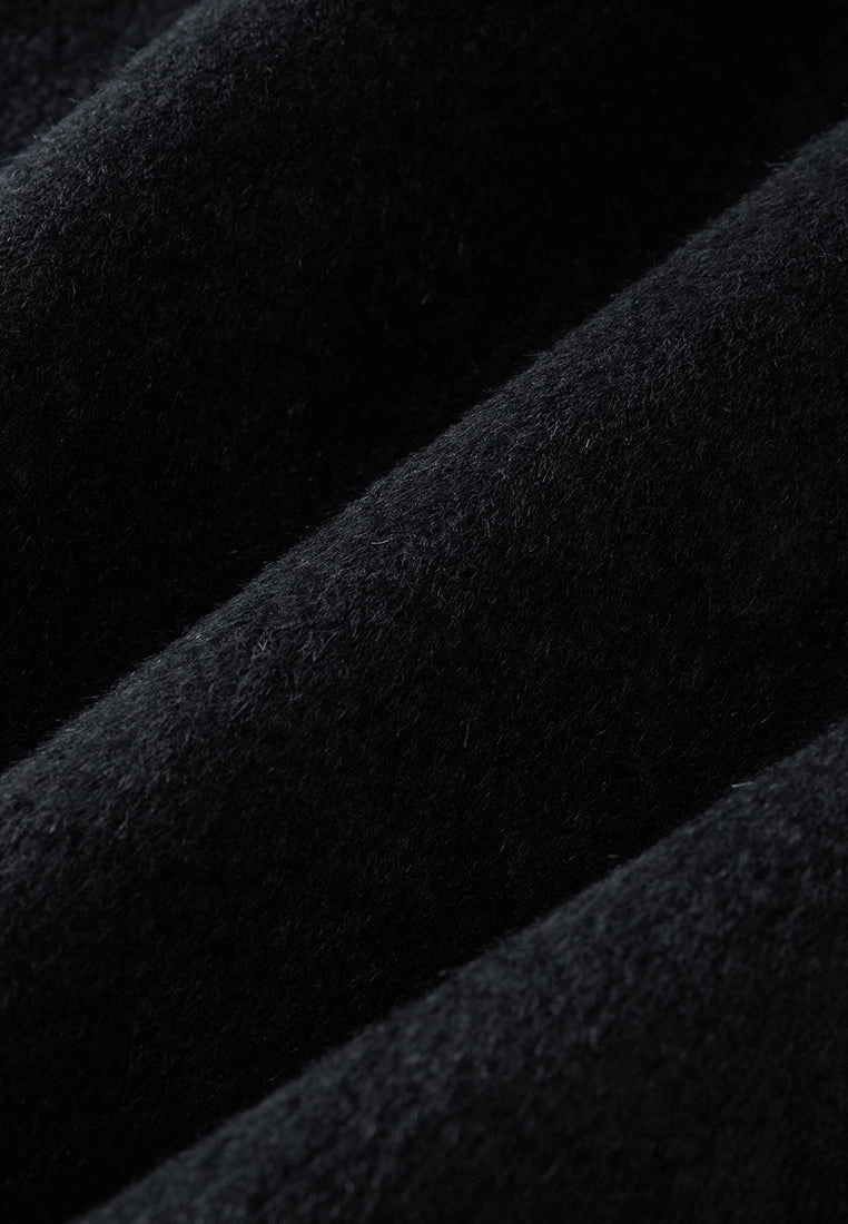 Wide Lapel Wrap-knotted Patch-pocket Cropped Coat
