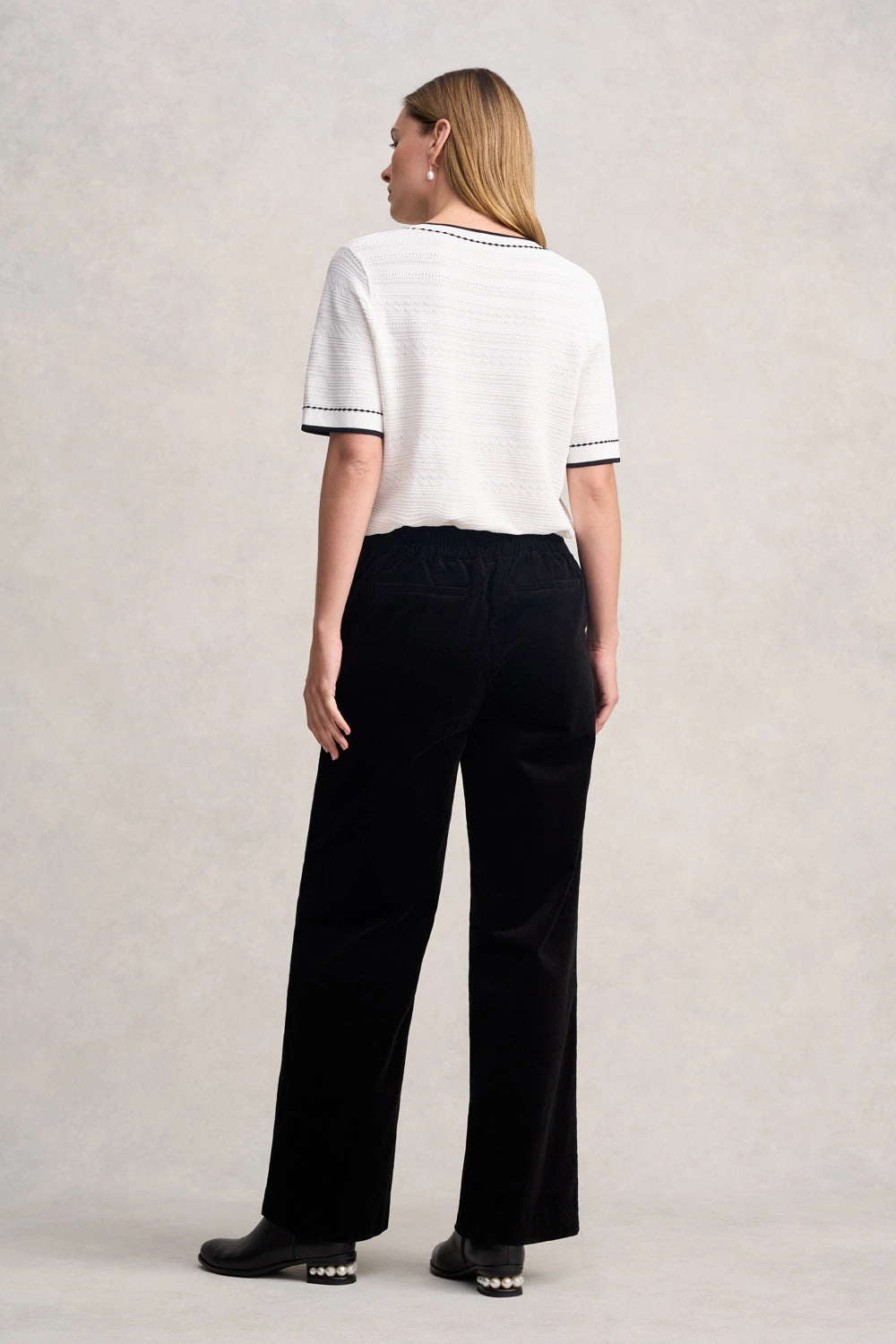 Wide Leg Cord Pant - Black