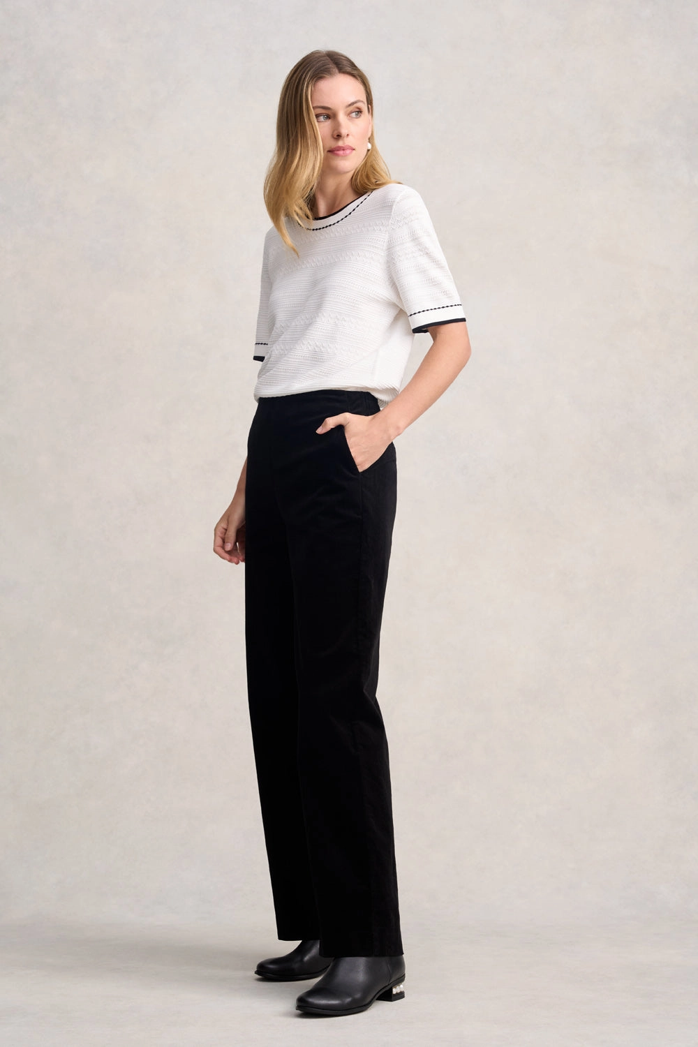 Wide Leg Cord Pant - Black