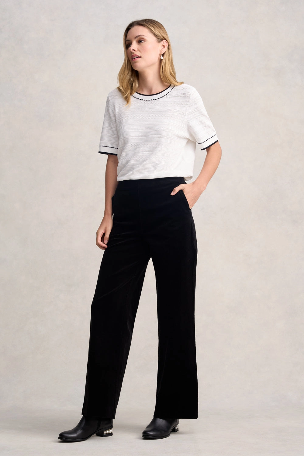 Wide Leg Cord Pant - Black