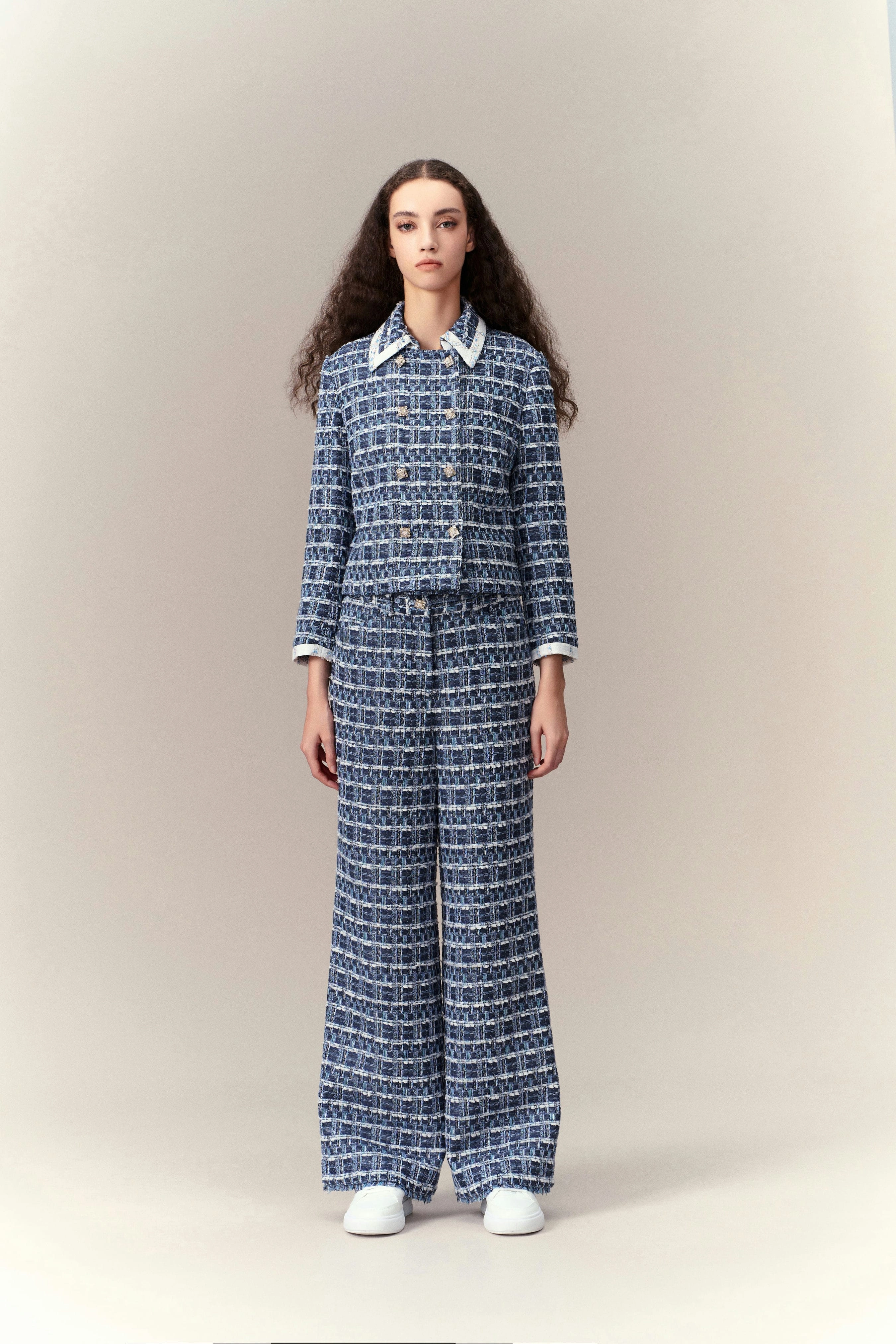 Wide-leg Geometric Trousers