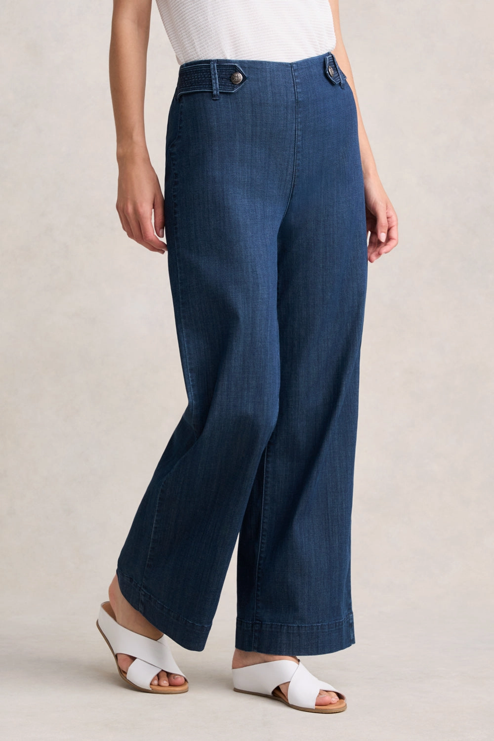 Wide Leg Jeans - Mid Blue Denim