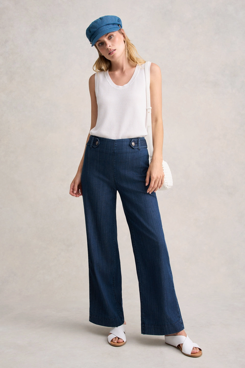Wide Leg Jeans - Mid Blue Denim
