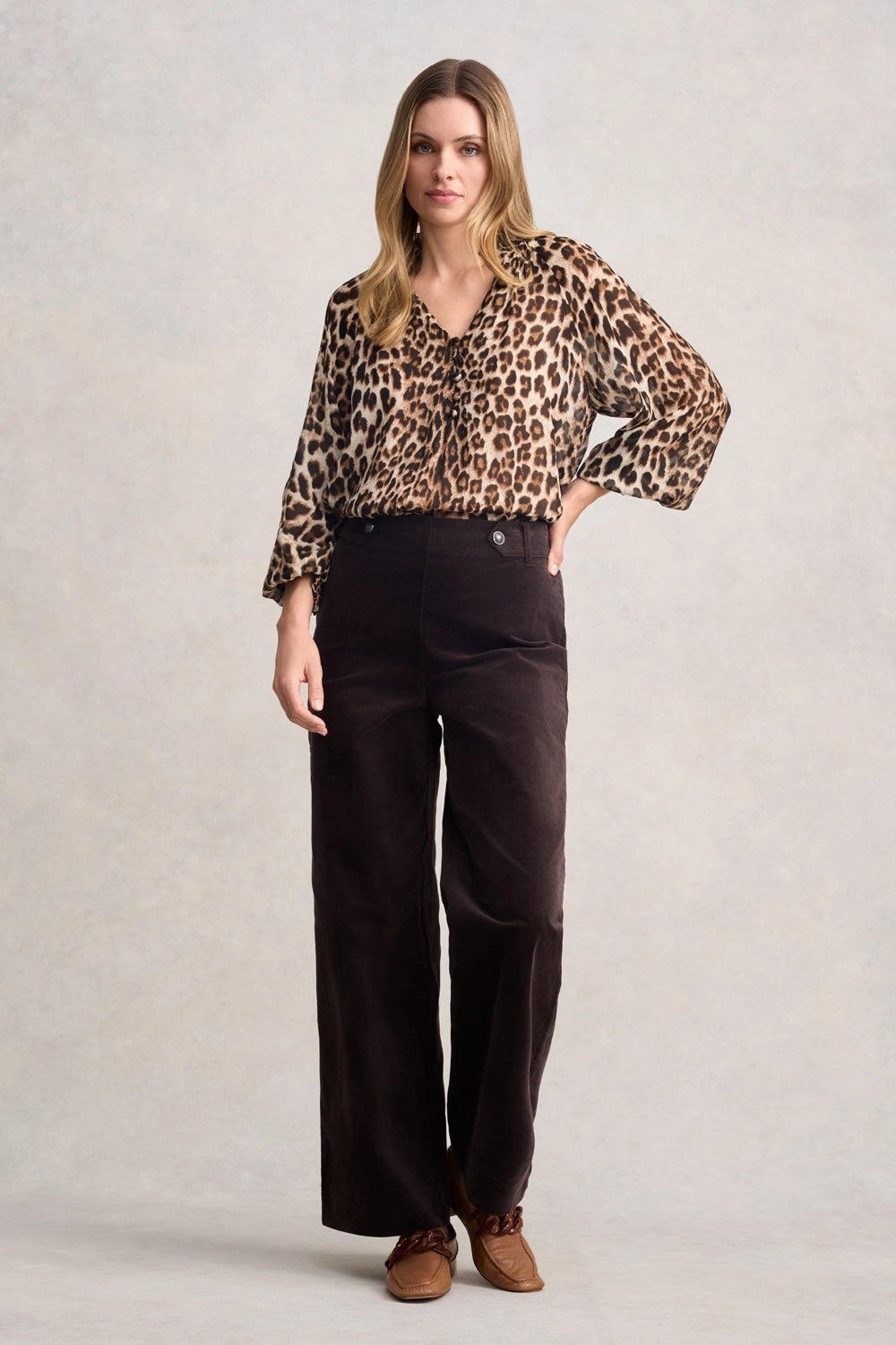 Wide Leg Velvet Pant - Chocolate