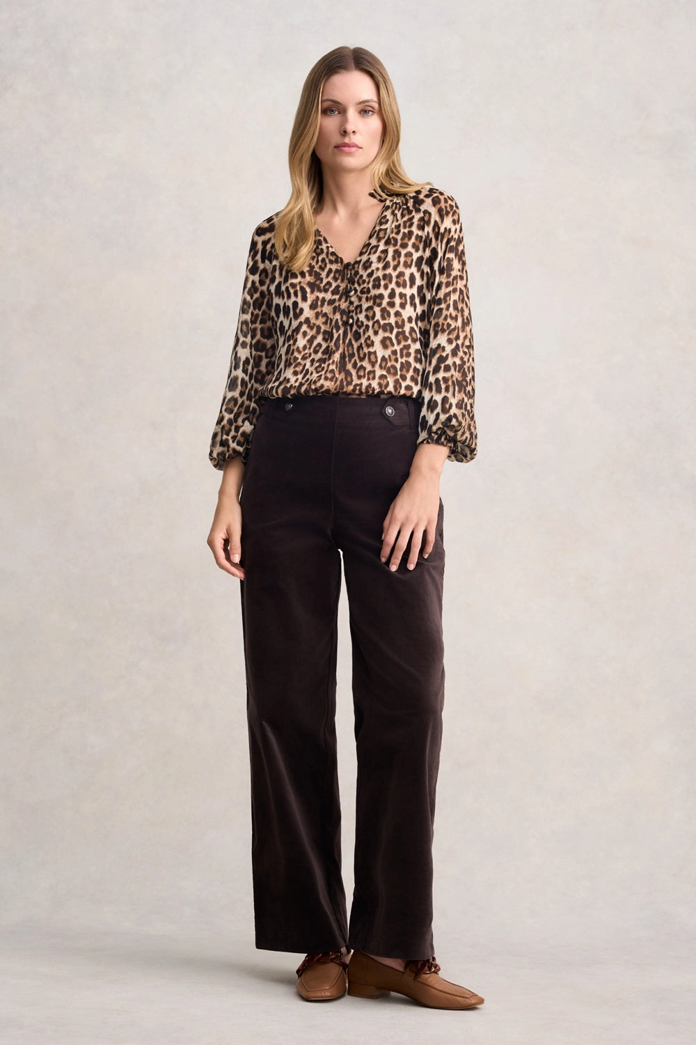 Wide Leg Velvet Pant - Chocolate