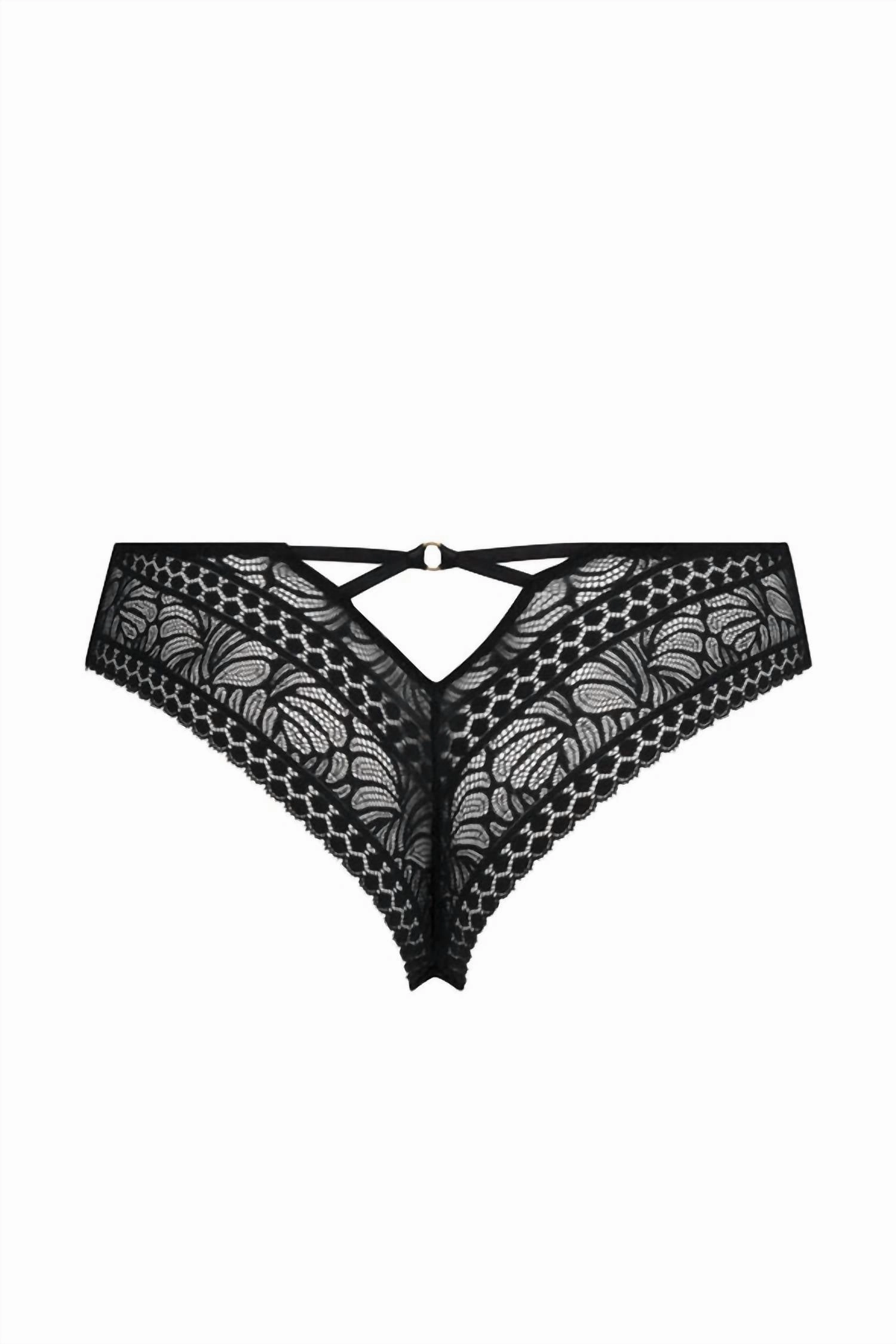 Women's Lace Thong In Noir