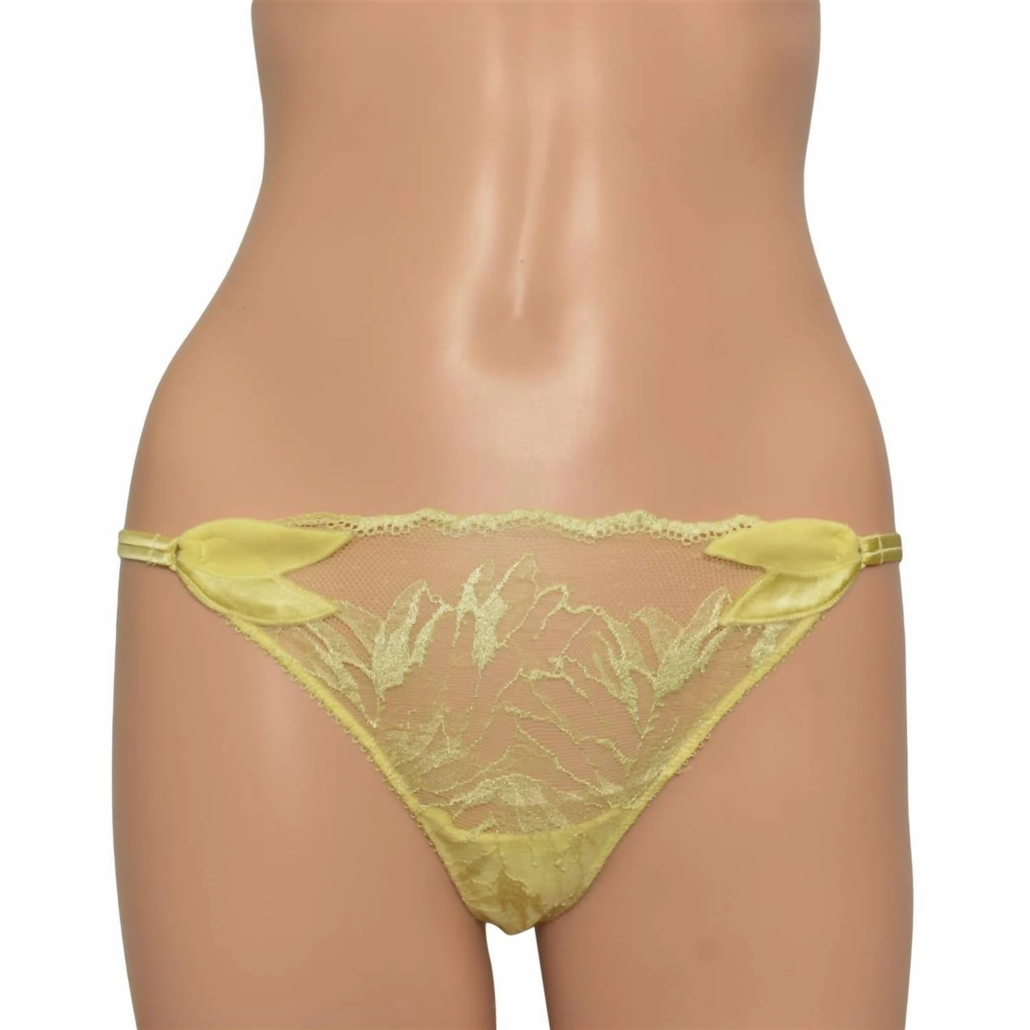 Women's Lace Thong Panty In Yellow
