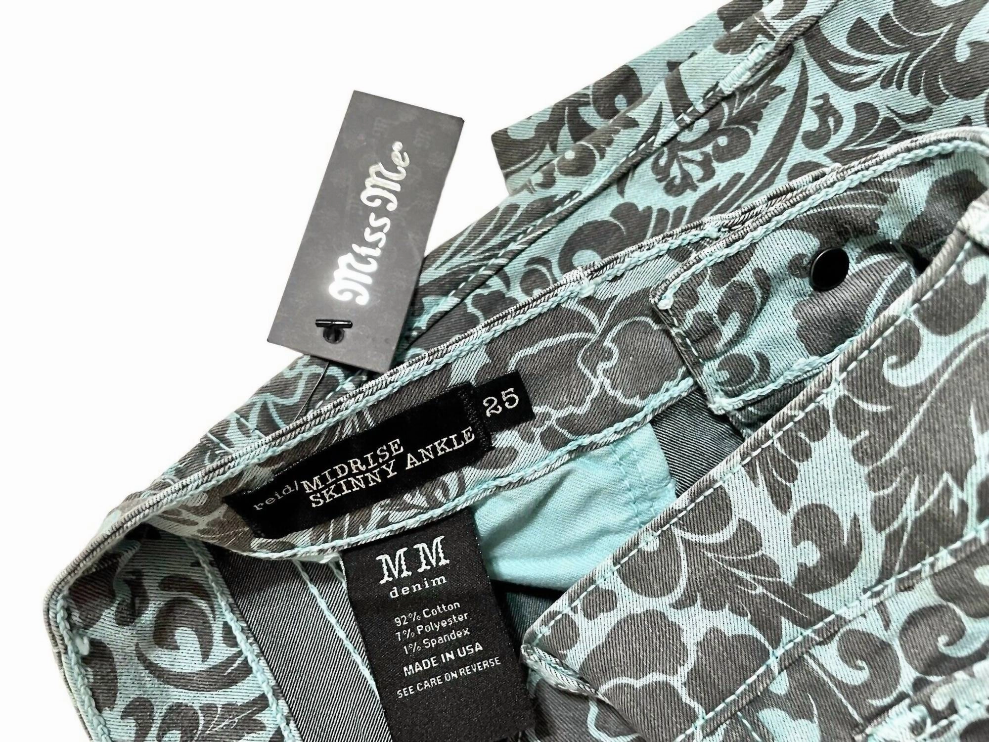 Women's Mid Rise Slim Floral Print Skinny Jeans In Multicolor