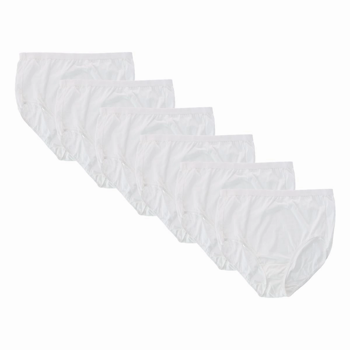 Women's Plus Fit for Me White Cotton Brief Underwear (6 Pack)