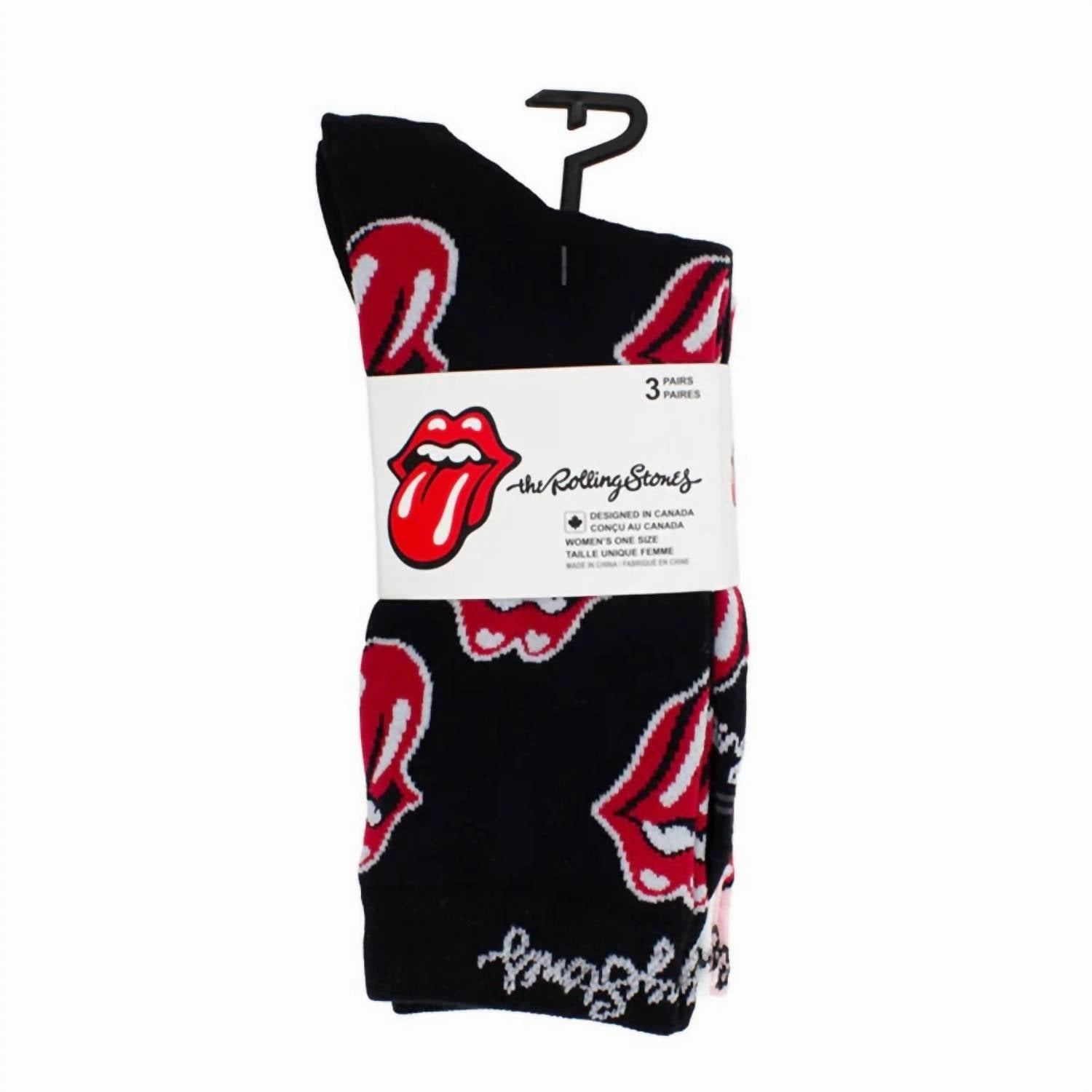 Women's The Rolling Stones Assorted Crew Socks In Black/white/pink/red