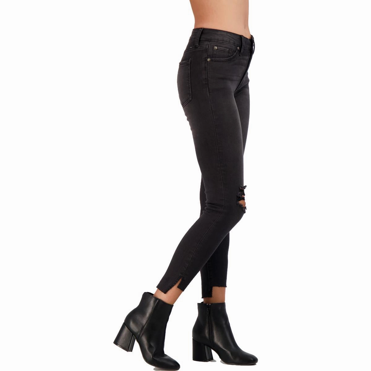 Womens High Rise Distressed Skinny Jeans