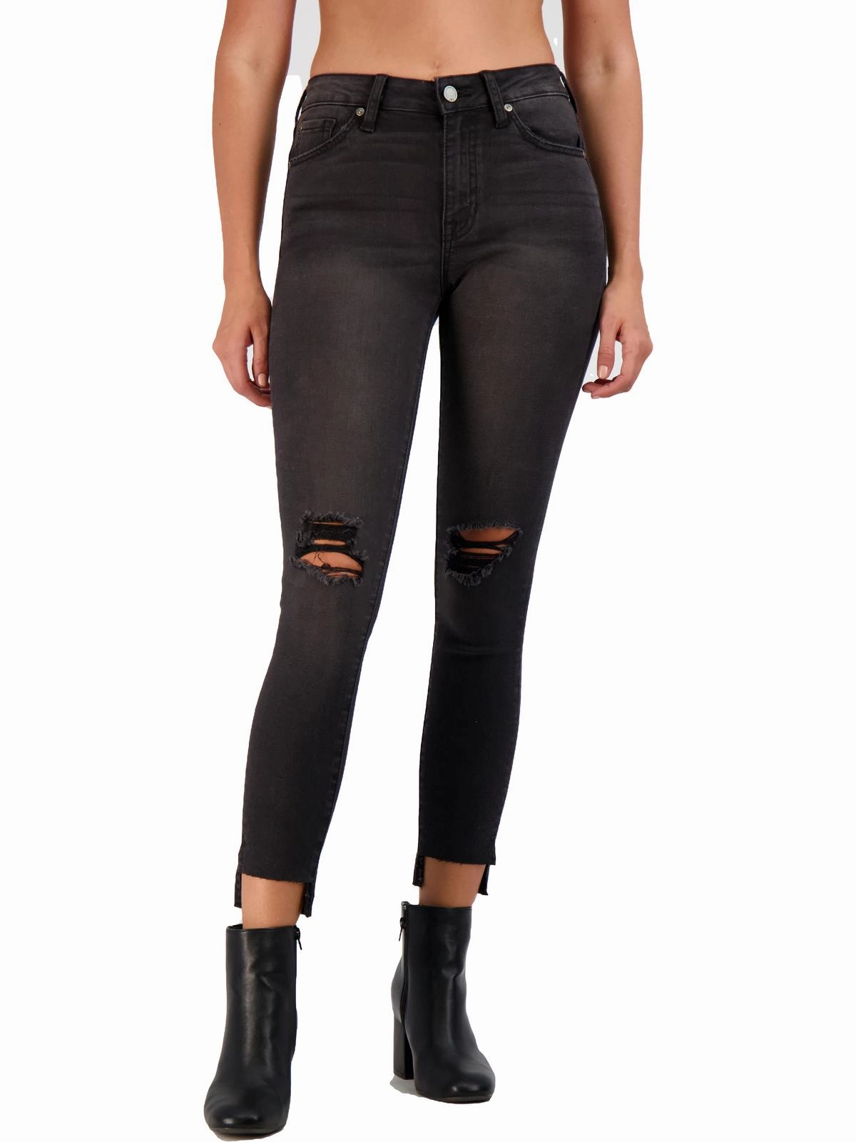Womens High Rise Distressed Skinny Jeans