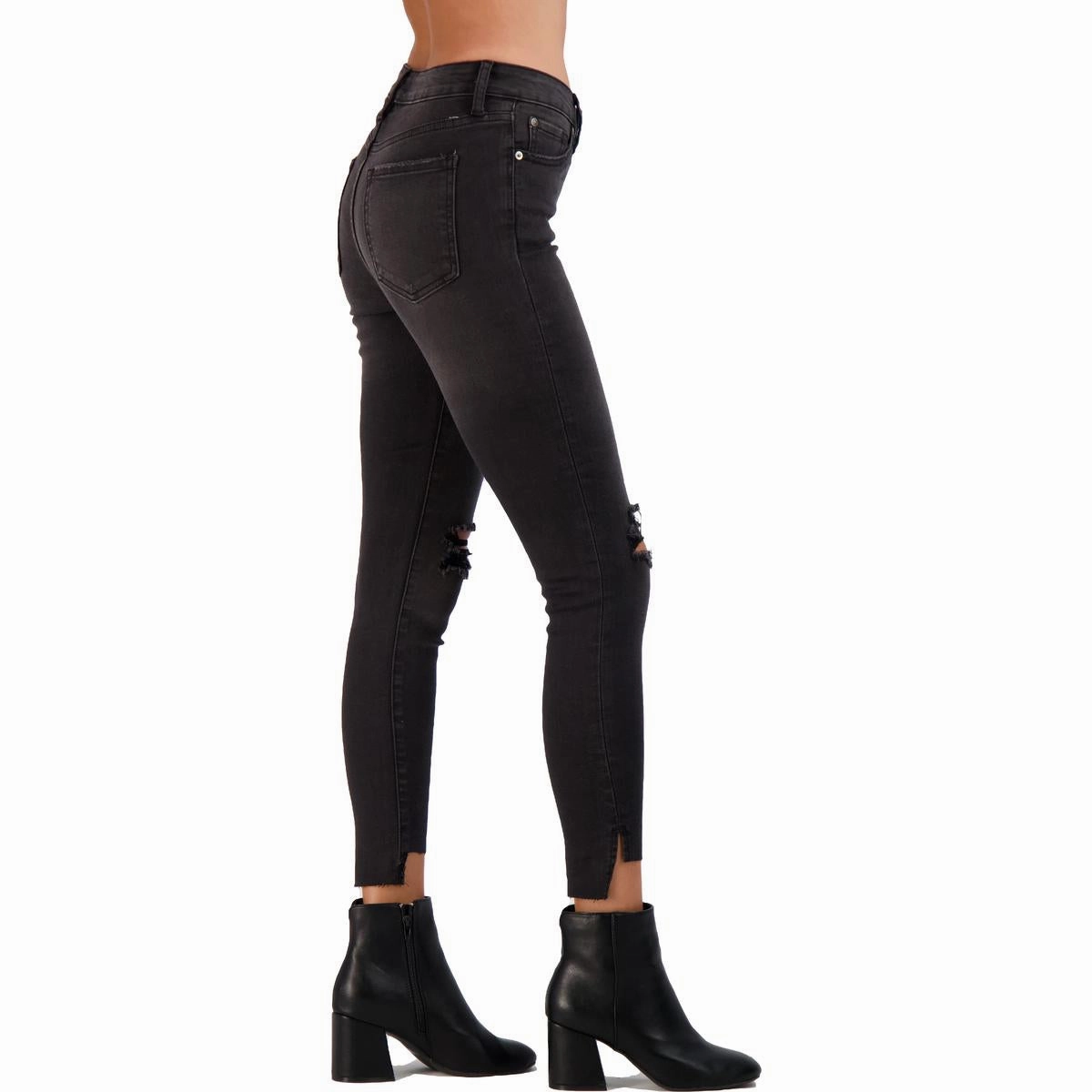 Womens High Rise Distressed Skinny Jeans