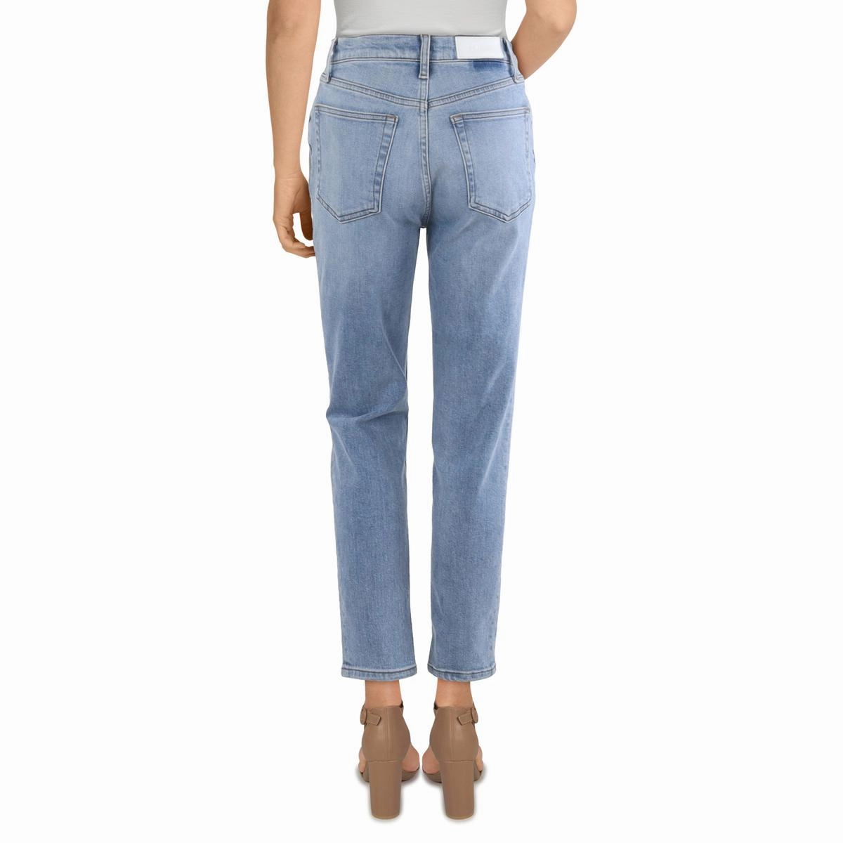 Womens High Rise Light Wash Ankle Jeans
