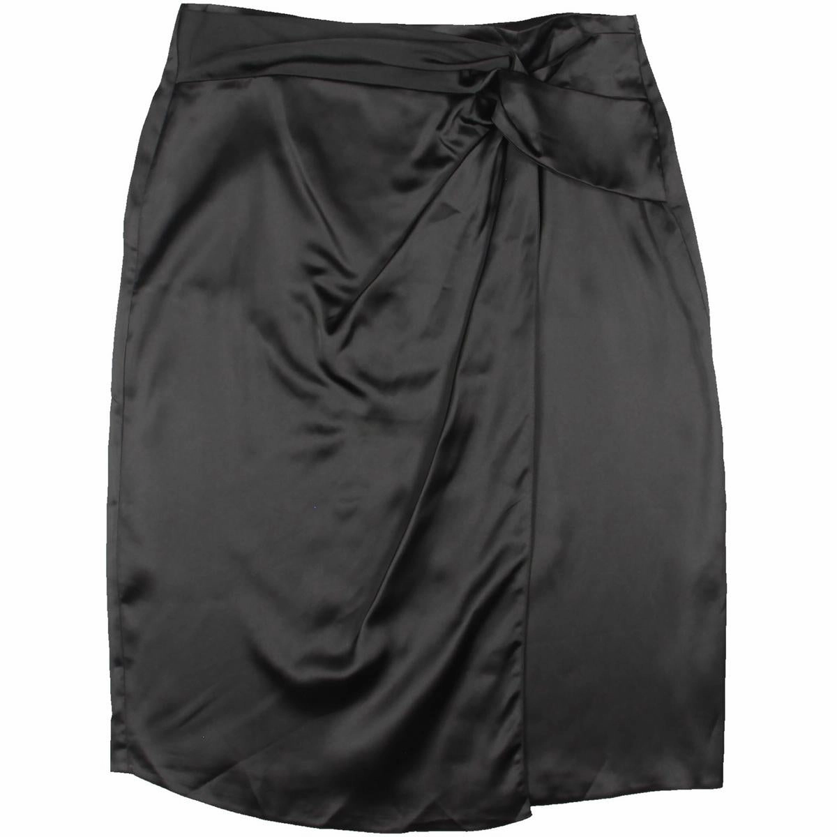 Womens Satin Faux Wrap Mini Skirt