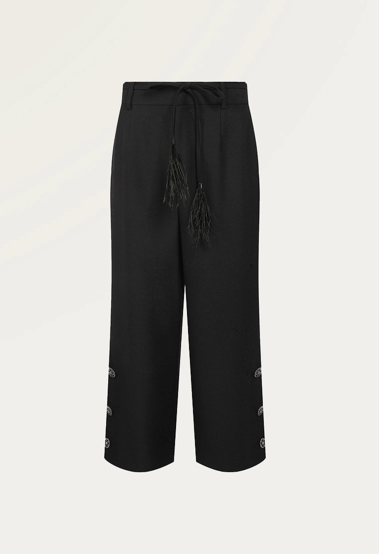 Wool-blend straight-leg pants
