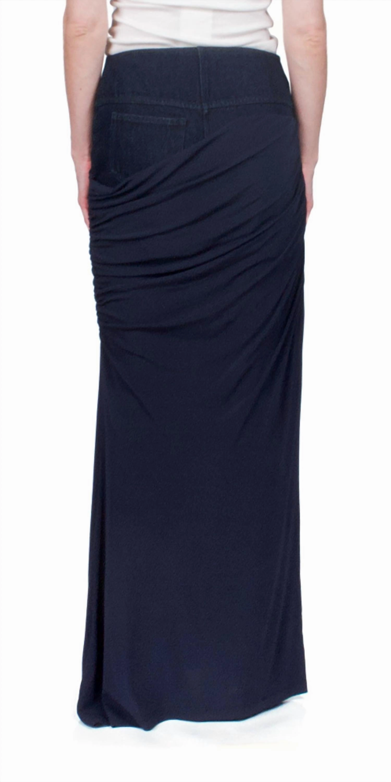 Wrapped Denim Column Skirt In Ink