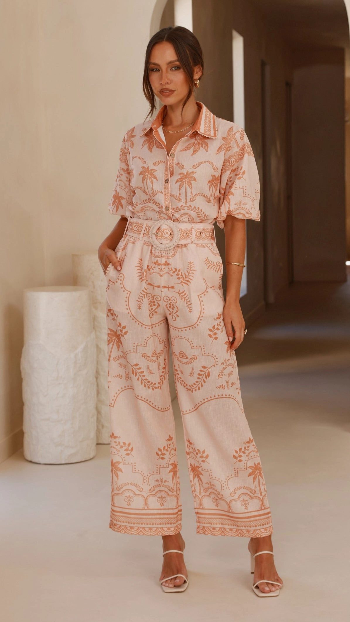 Xander Wide Leg Pants - Natural
